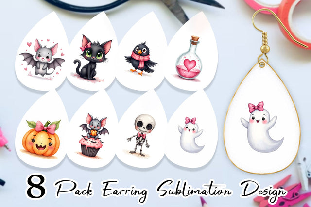 Earring Cute Pink Halloween Sublimation artnoy 