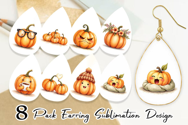 Earring Cute Pumpkin Faces Sublimation artnoy 