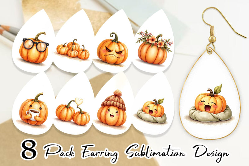 Earring Cute Pumpkin Faces Sublimation artnoy 