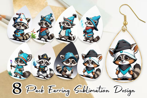 Earring Cute Raccoon Sublimation artnoy 