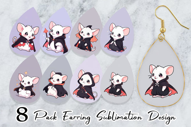 Earring Cute Rat Halloween Sublimation artnoy 