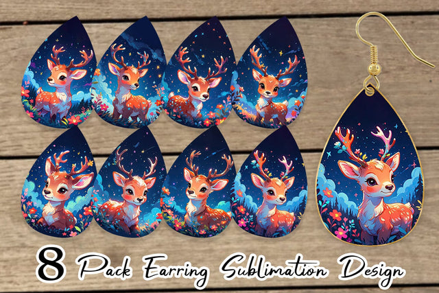 Earring Cute Reindeer Sublimation artnoy 