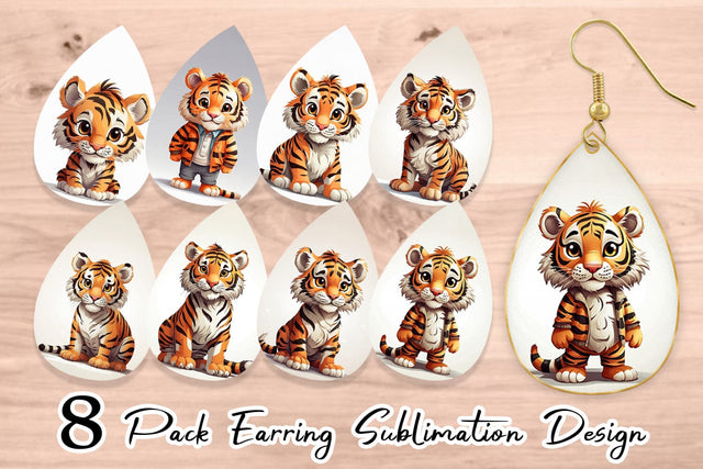 Earring Cute Tiger Sublimation artnoy 