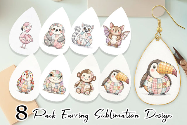 Earring Cute Tropical Patchwork Sublimation artnoy 