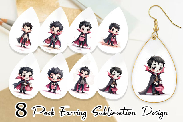Earring Cute Vampire Boy Sublimation artnoy 