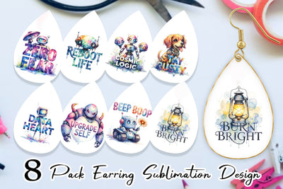 Earring Cute Vintage Robot Quotes Sublimation artnoy 