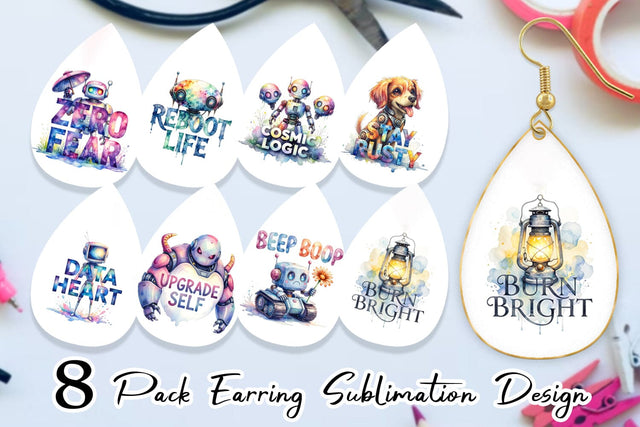 Earring Cute Vintage Robot Quotes Sublimation artnoy 