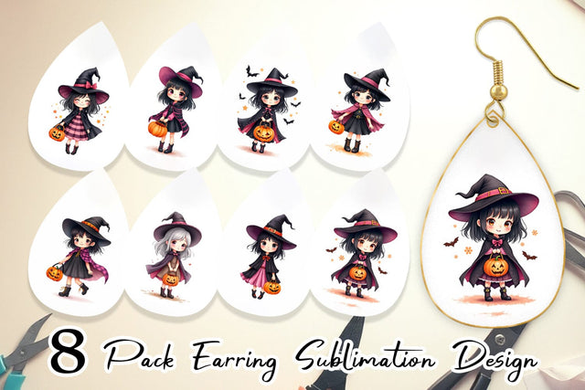 Earring Cute Witch Girl Sublimation artnoy 