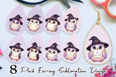 Earring Cute Witchy Owl Halloween Sublimation artnoy 