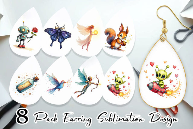 Earring Cybernetic Cupids Cosmic Messengers Sublimation artnoy 