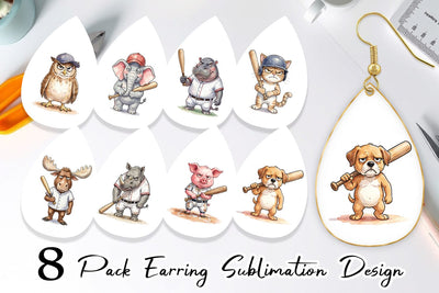 Earring Cynical Animal Slugger Watercolor Sublimation artnoy 