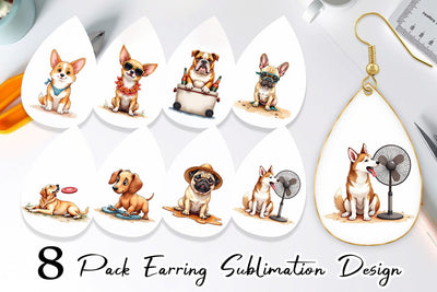 Earring Cynical Canines Hot Summer Watercolor Pack Sublimation artnoy 