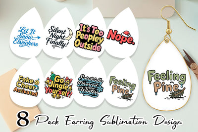 Earring Cynical Christmas Phrases Sublimation artnoy 