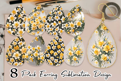Earring Daffodil Pattern Sublimation artnoy 