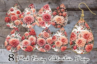 Earring Dahlia Pattern Sublimation artnoy 