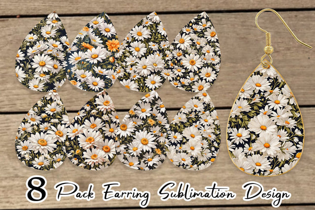 Earring Daisies Pattern Sublimation artnoy 
