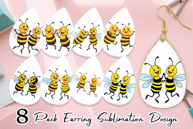 Earring Dancing Bees Sublimation artnoy 