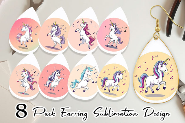 Earring Dancing Unicorn Sublimation artnoy 