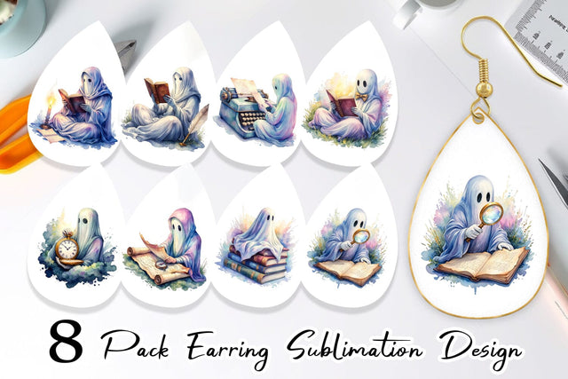 Earring Dark Academia Ghost Reader Sublimation artnoy 