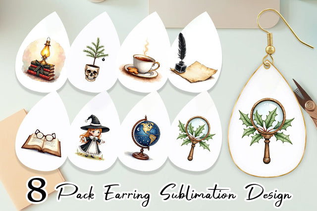Earring Dark Academia Scholarly Christmas Sublimation artnoy 