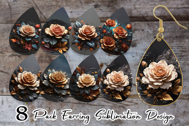 Earring Dark Rose flower Sublimation artnoy 