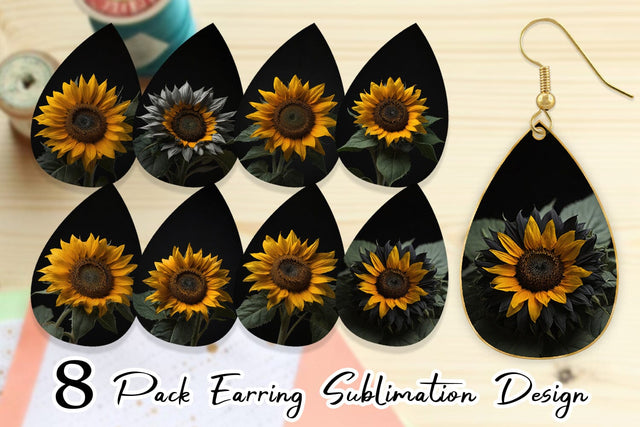 Earring Dark Sunflower Sublimation artnoy 