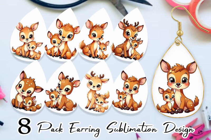 Earring Deer Mother's Day Sublimation artnoy 