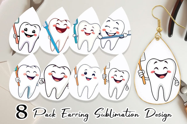 Earring Dentist Tooth Sublimation artnoy 