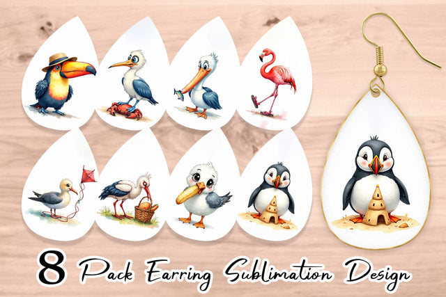 Earring Derpy Beach Birds Sublimation artnoy 