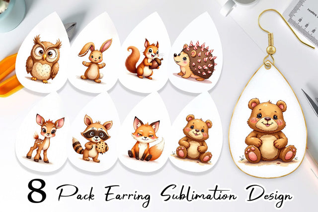 Earring Derpy Gingerbread Woodland Creatures Sublimation artnoy 