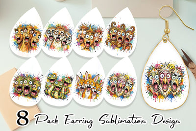 Earring Desert Animal Heat Hysteria Ink Sketch Sublimation artnoy 