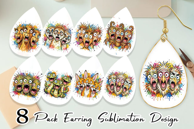 Earring Desert Animal Heat Hysteria Ink Sketch Sublimation artnoy 
