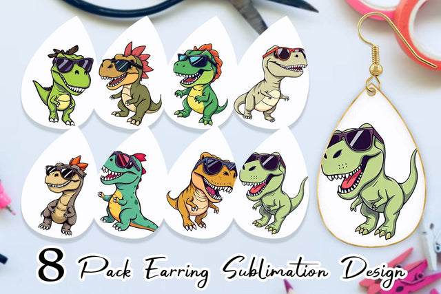 Earring Dino with Sunglasses Sublimation artnoy 