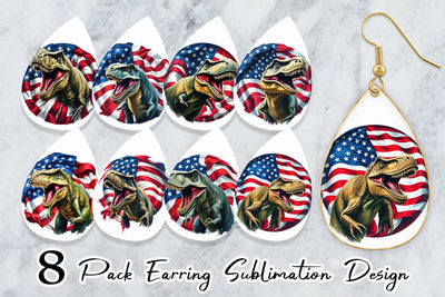 Earring Dinosaur 4th of July Sublimation artnoy 