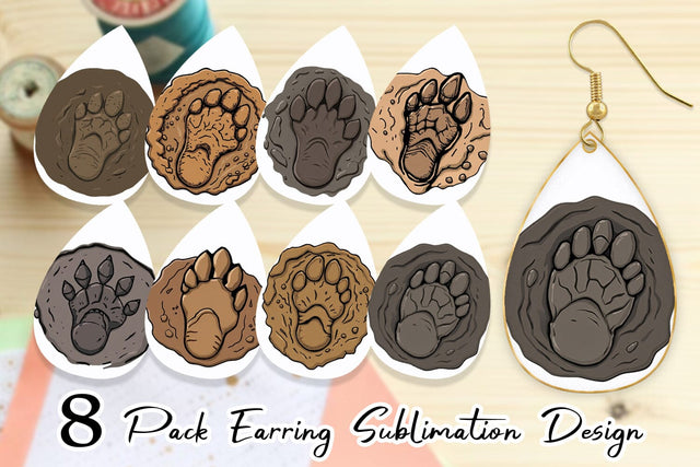 Earring Dinosaur Footprint Sublimation artnoy 