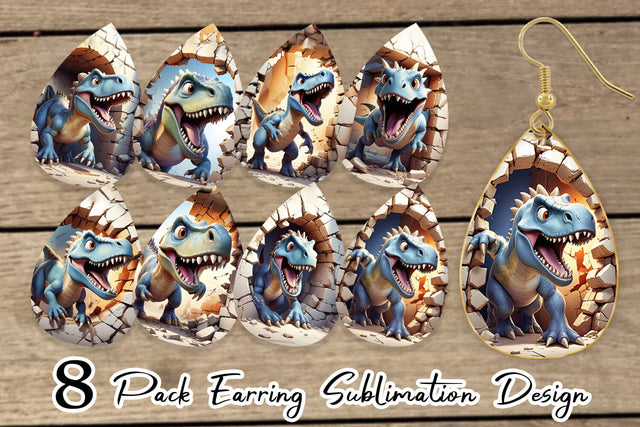 Earring Dinosaurs in Wall Sublimation artnoy 