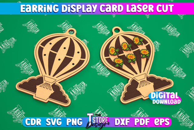 Earring Display Card Laser Cut | Air Balloon Shaped Display | Jewelry Stand | CNC File SVG The T Store Design 