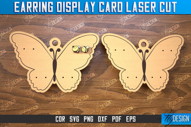Earring Display Card Laser Cut | Butterfly Shaped Display | Jewelry Stand | CNC File SVG Fly Design 