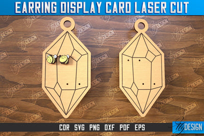 Earring Display Card Laser Cut | Crystal Shaped Display | Jewelry Stand | CNC File SVG Fly Design 