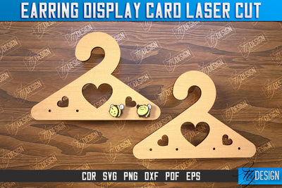 Earring Display Card Laser Cut | Hanger Shaped Display | Jewelry Stand | CNC File SVG Fly Design 