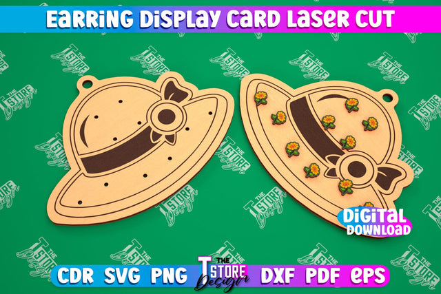 Earring Display Card Laser Cut | Hat Shaped Display | Jewelry Stand | CNC File SVG The T Store Design 