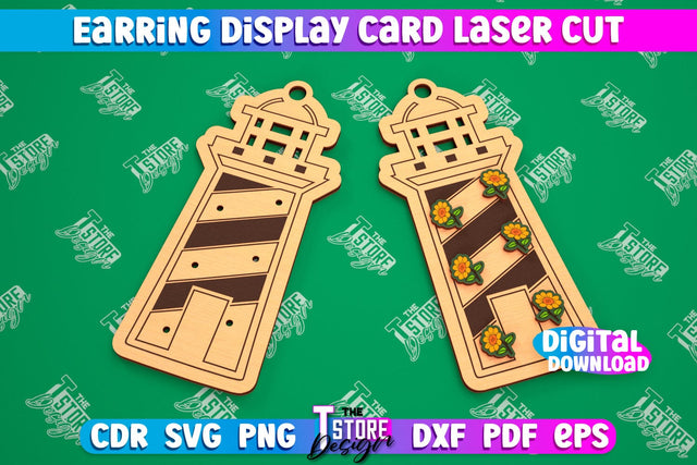 Earring Display Card Laser Cut | Lighthouse Shaped Display | Jewelry Stand | CNC File SVG The T Store Design 