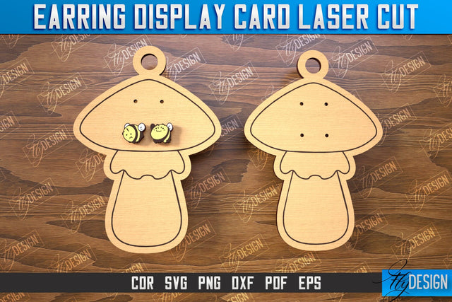 Earring Display Card Laser Cut | Mushroom Shaped Display | Jewelry Stand | CNC File SVG Fly Design 