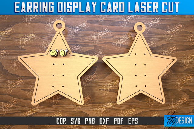 Earring Display Card Laser Cut | Star Shaped Display | Jewelry Stand | CNC File SVG Fly Design 