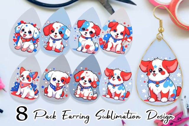 Earring Dog 4th July Sublimation artnoy 