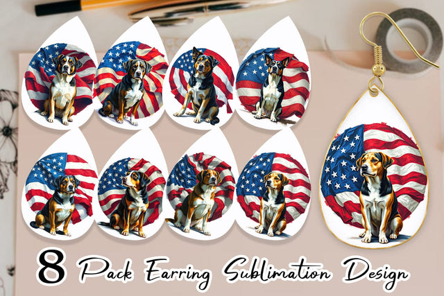 Earring Dog 4th of July Sublimation artnoy 