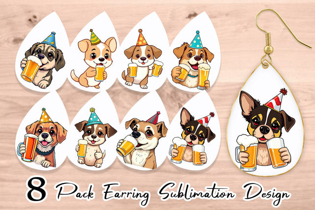 Earring Dog Beer Day Sublimation artnoy 