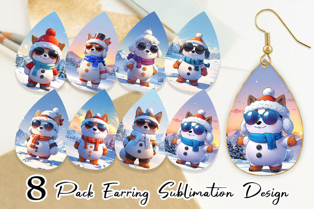 Earring Dog Christmas Sublimation artnoy 