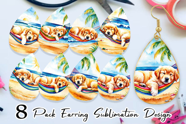 Earring Dog in Summer Hammock Sublimation artnoy 