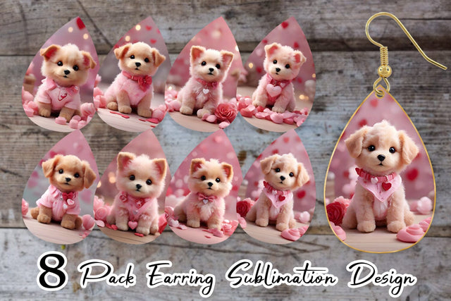 Earring Dog Valentine Sublimation artnoy 